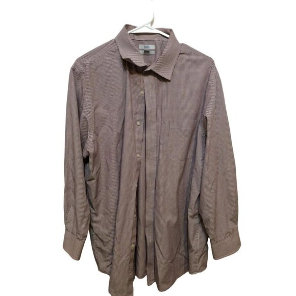 Croft & Barrow Mens Long Sleeve Button Down Size 17 1/2 32/33 Red White - Picture 1 of 4